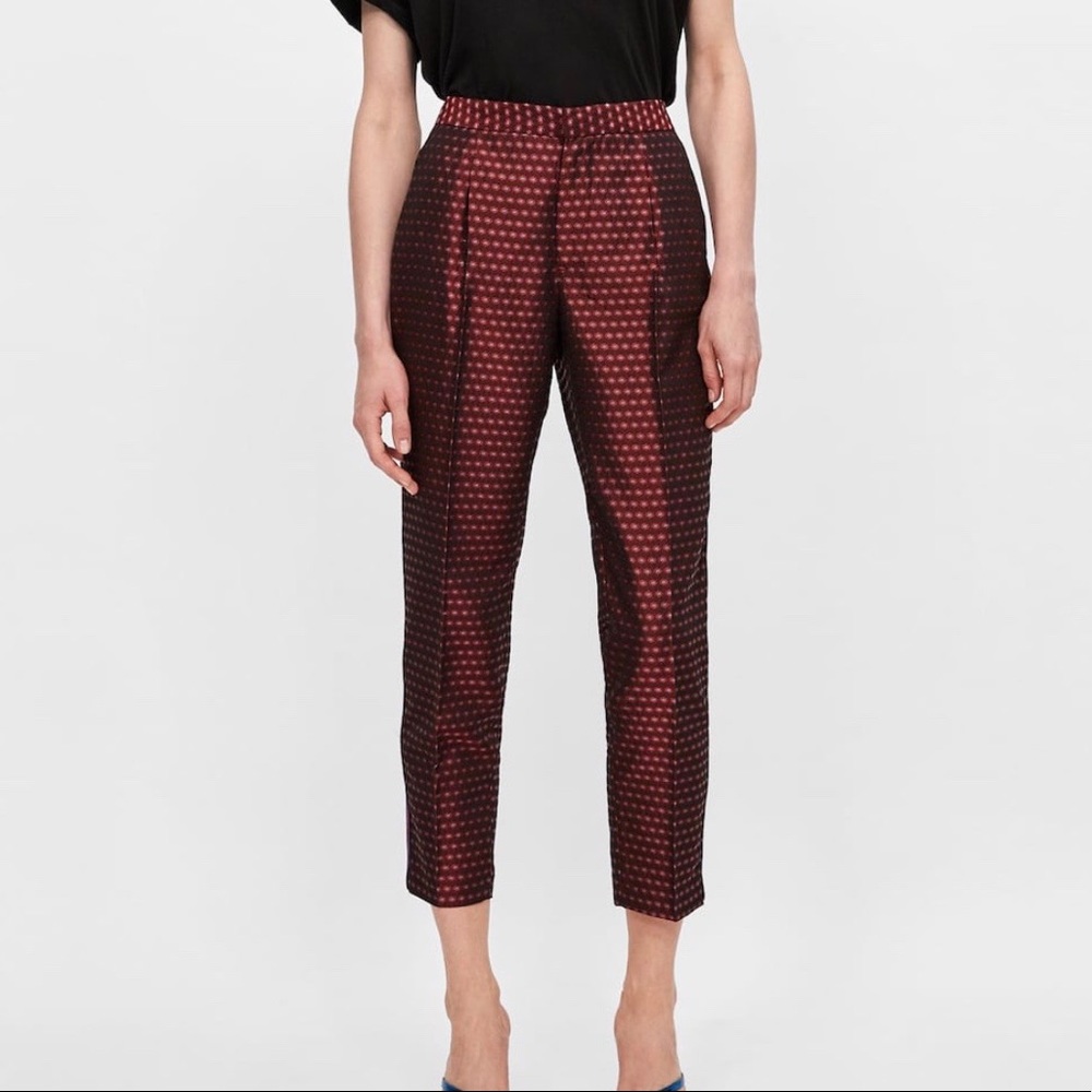 ZARA Jacquard Pants with Side Stripes